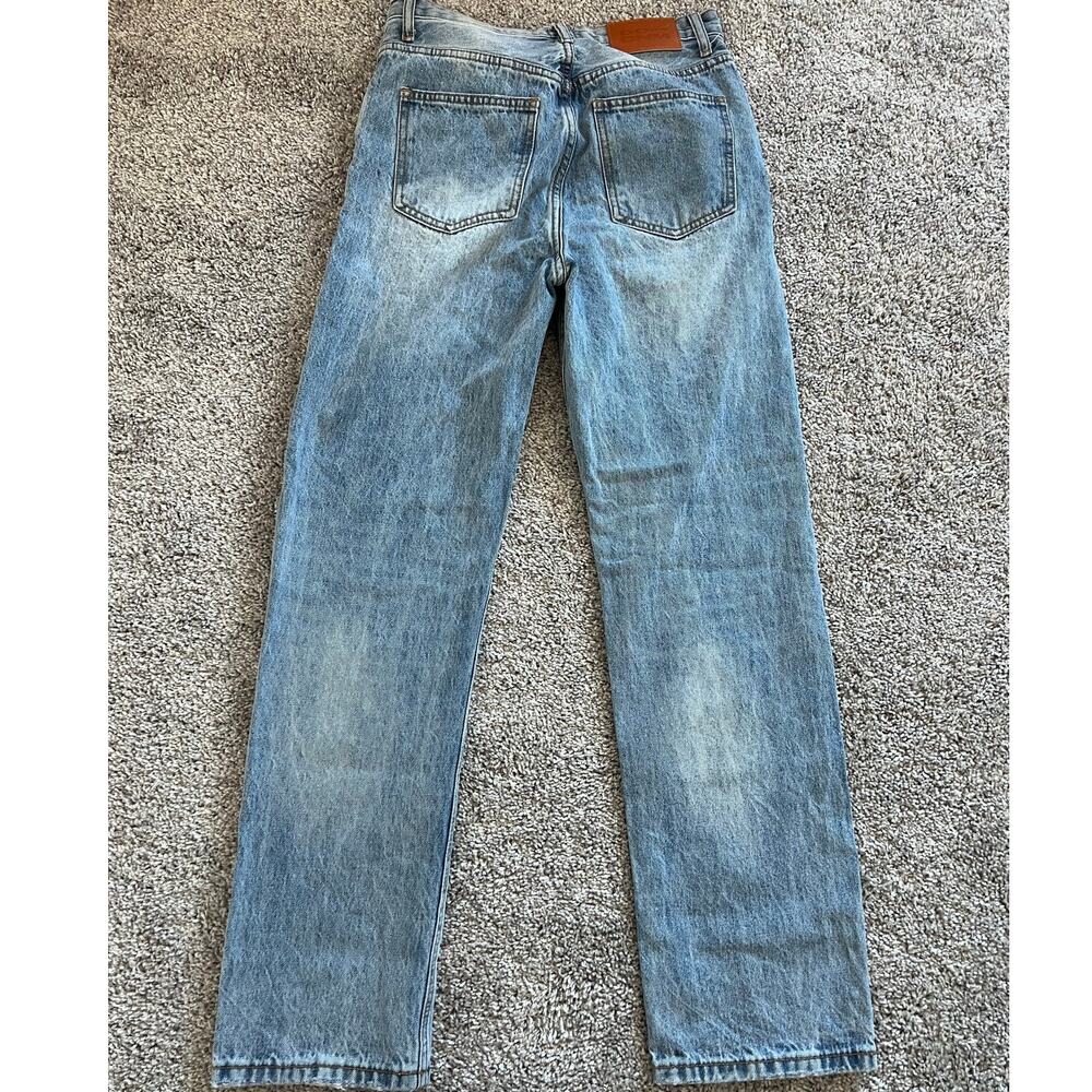 Princess Polly Asymmetrical‎ button front straight leg jeans light wash - Picture 10 of 15